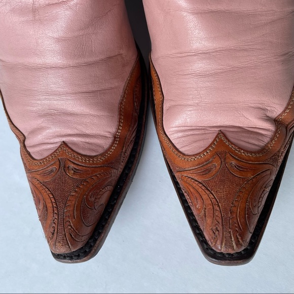 Back at The Ranch Santa Fe Saddle 12” Calf Skin Tooled Western Cowboy Boots Sz 6 - Picture 8 of 13